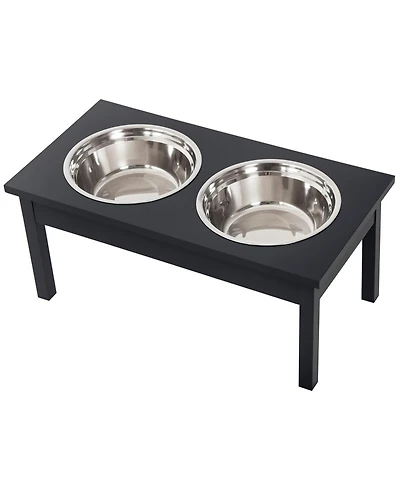 Ruie 23 in Wooden Elevated Dog Feeding Station with Stainless Steel Bowls