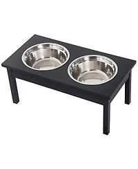 Ruie 23 in Wooden Elevated Dog Feeding Station with Stainless Steel Bowls