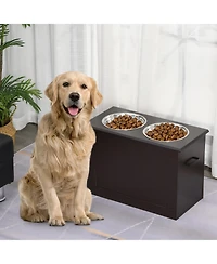 Ruie Raised Dog Feeding Storage Station with 2 Bowls for Large Pets