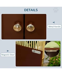 Ruie Elevated Dog Bowls Stand with Storage Cabinet and Magnetic Doors