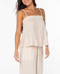 Roxy Women's Poolside Crop Striped Pull-On Top
