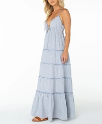 Roxy Women's Starlight Tiered Plunge V-Neck Maxi Dress