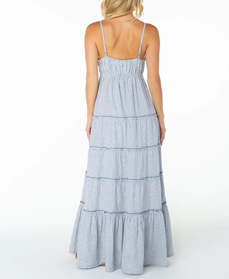 Roxy Women's Starlight Tiered Plunge V-Neck Maxi Dress