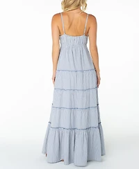 Roxy Women's Starlight Tiered Plunge V-Neck Maxi Dress
