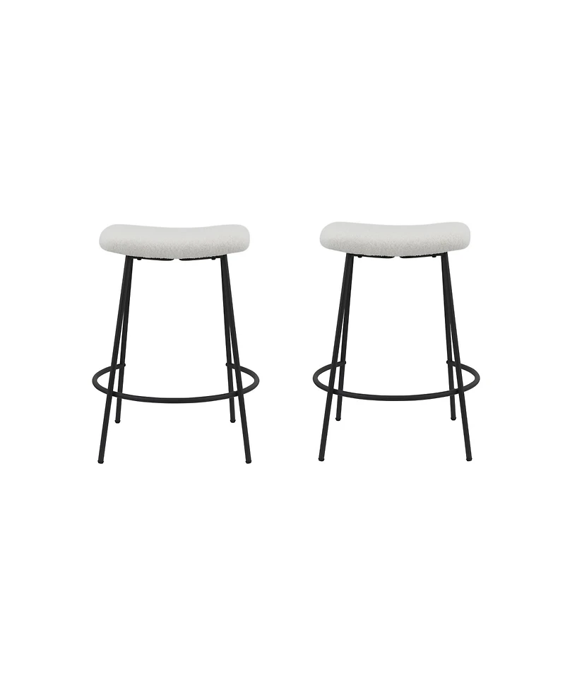 HomeRoots Set of Two 26" Fabric and Metal Backless Counter Height Bar Chairs