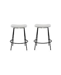 HomeRoots Set of Two 26" Fabric and Metal Backless Counter Height Bar Chairs