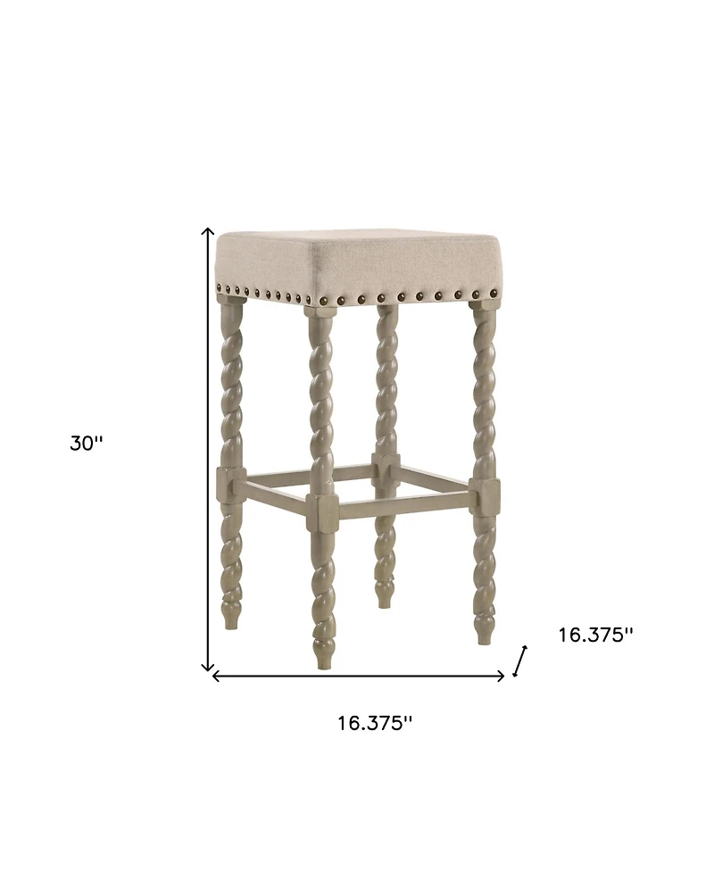 HomeRoots 30" Solid Wood Backless Bar Height Bar Chair