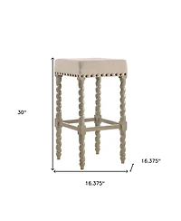 HomeRoots 30" Solid Wood Backless Bar Height Bar Chair