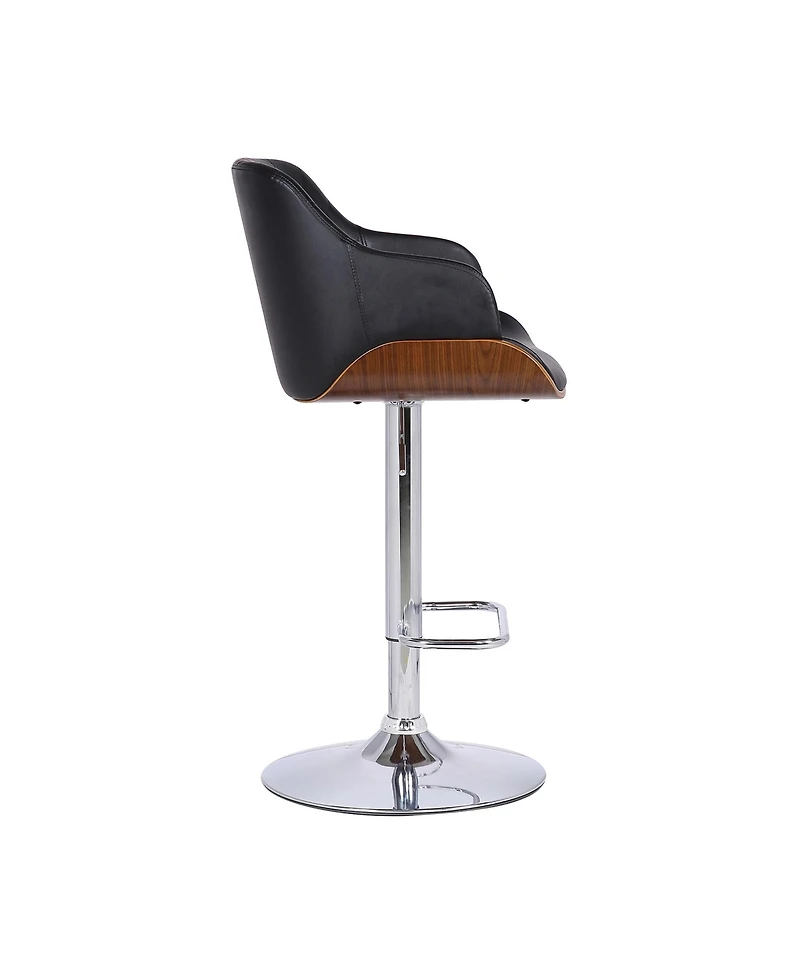 HomeRoots 25" Faux Leather and Iron Swivel Low Back Adjustable Height Bar Chair