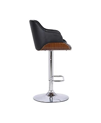 HomeRoots 25" Faux Leather and Iron Swivel Low Back Adjustable Height Bar Chair