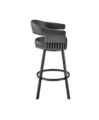 HomeRoots 26" Faux Leather and Iron Low Back Counter Height Swivel Bar Chair