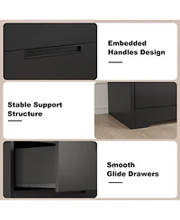 homfan 4-Drawer Dresser – Chest of Drawers with Embedded Handles, Wooden Organizer for Bedroom, Nursery and Hallway