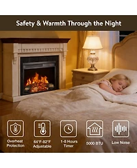 Mondawe Inch Electric Fireplace Insert, Ultra Thin Heater With Log Set And Realistic Flame, Remote Control With Timer