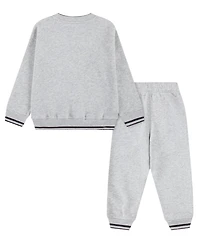 abercrombie kids Toddler Boys' 2T-4T Cargo Fleece Crew Sweatshirt and Jogger Pants, 2-Piece Set