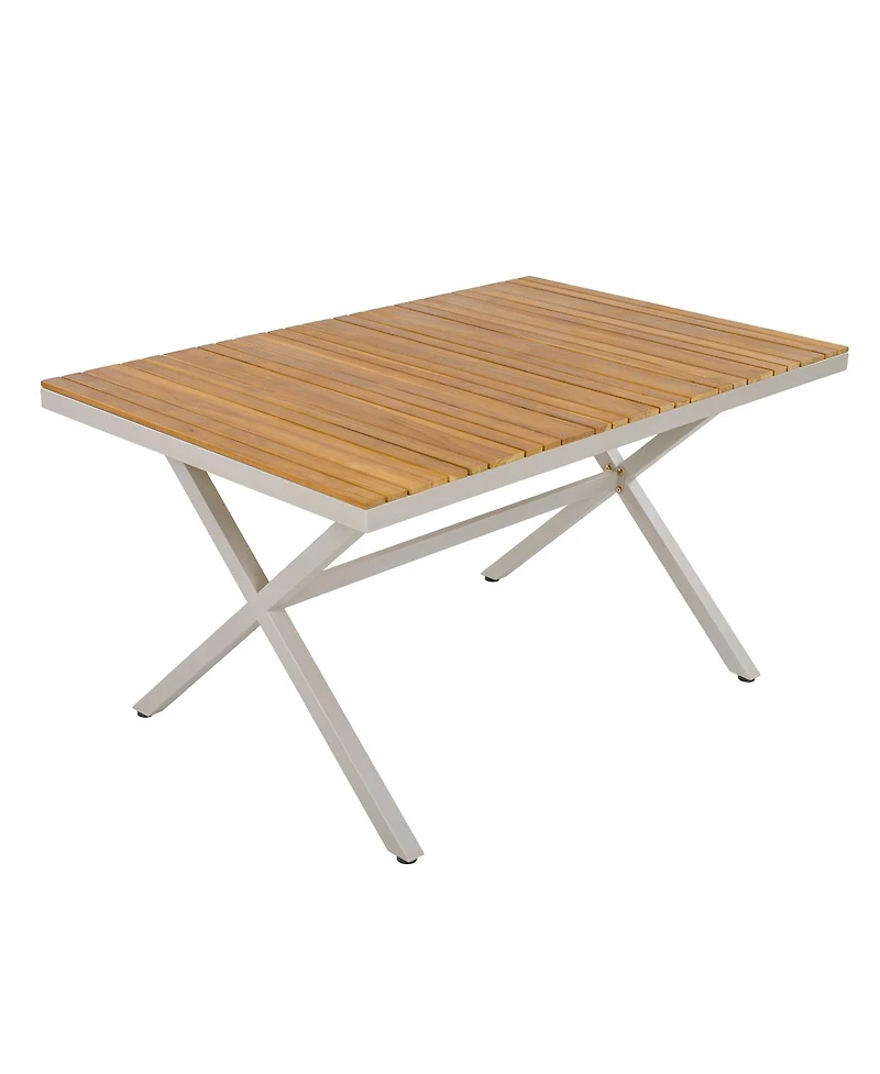 Streamdale Furniture Teak Wood and Steel Rectangular Outdoor Dining Table