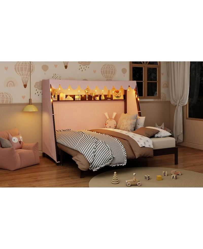 Streamdale Furniture Twin Xl House Bed with Twin Xl Trundle, Shelf