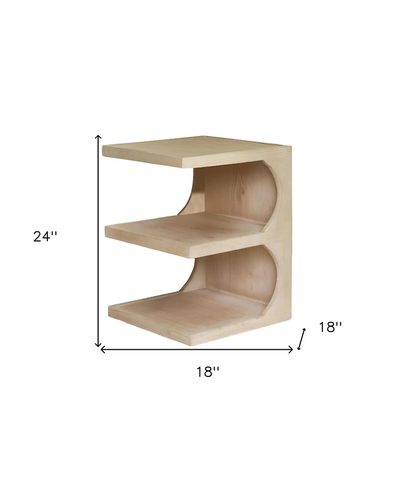HomeRoots 24" Solid Wood End Table With Two Shelves