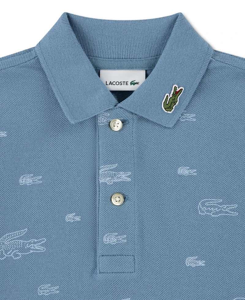 Lacoste Boys' 10-16 Short-Sleeve Line Croc Printed Polo Shirt