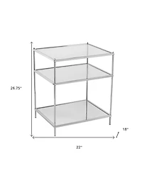 HomeRoots 27" Silver Mirrored Glass And Iron End Table With Shelf