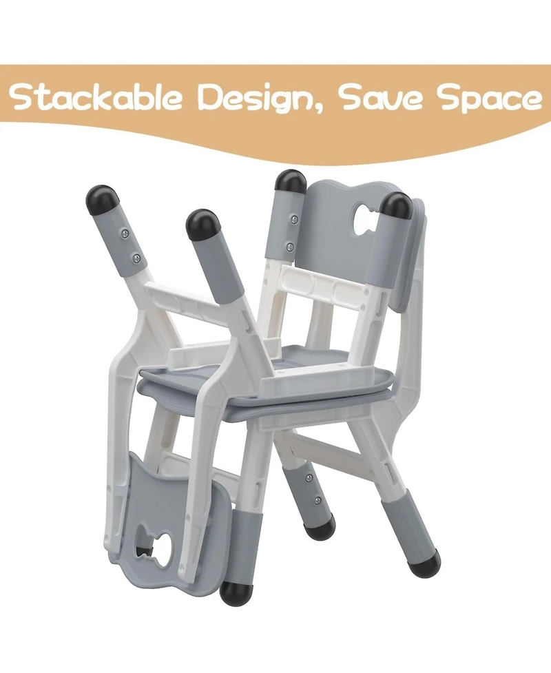 homfan 4 Pack Adjustable Height Kids Plastic Chairs Set
