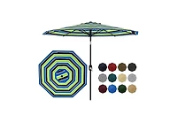 homfan 9 Feet Patio Umbrella, Outdoor Market Umbrella with Push Button Tilt and Crank, 8-Rib Iron Frame, striped