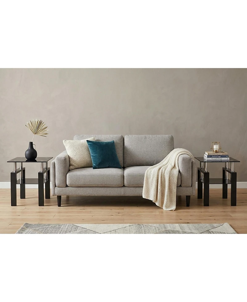 HomeRoots Glass and Metal Square End Tables With Shelf