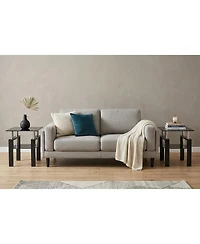 HomeRoots Glass and Metal Square End Tables With Shelf