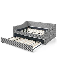 Streamdale Furniture Upholstered Full-Size Convertible Daybed with Trundle and Side Storage