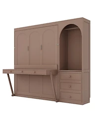 Streamdale Furniture Queen Size Murphy Bed with Storage, Led Lights, and 3 Drawers