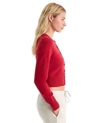 Good American Women's Fine Knit Crewneck Cardigan
