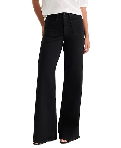 Good American Petite High-Rise Wide-Leg Ankle Pants