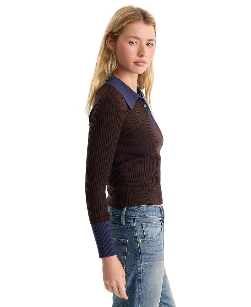 Good American Women's Collared Long-Sleeve Sweater