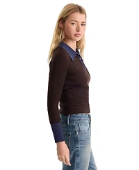 Good American Women's Collared Long-Sleeve Sweater
