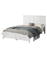 Streamdale Furniture Farmhouse Queen Bed with Barn Door Headboard and Footboard