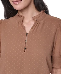 Tommy Hilfiger Women's Clip Dot Mock Neck Popover Top
