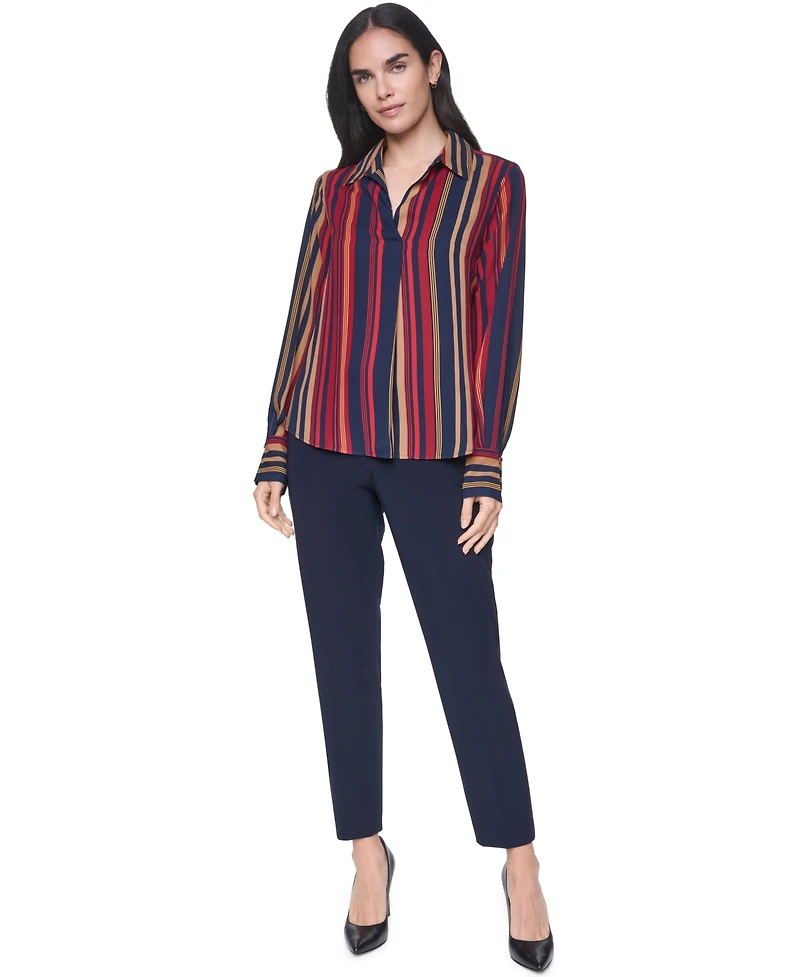 Tommy Hilfiger Women's Long-Sleeve Striped Popover Blouse