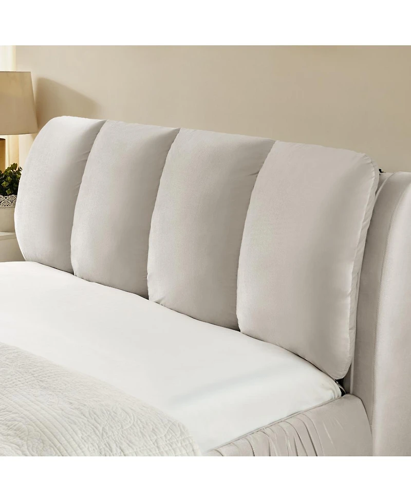 Streamdale Furniture Queen Size Upholstered Bed Frame, Modern Minimalist Velvet Bed