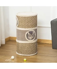 Ruie 28 in 3-Story Cat Condo Hideaway with Sisal Scratching Pad