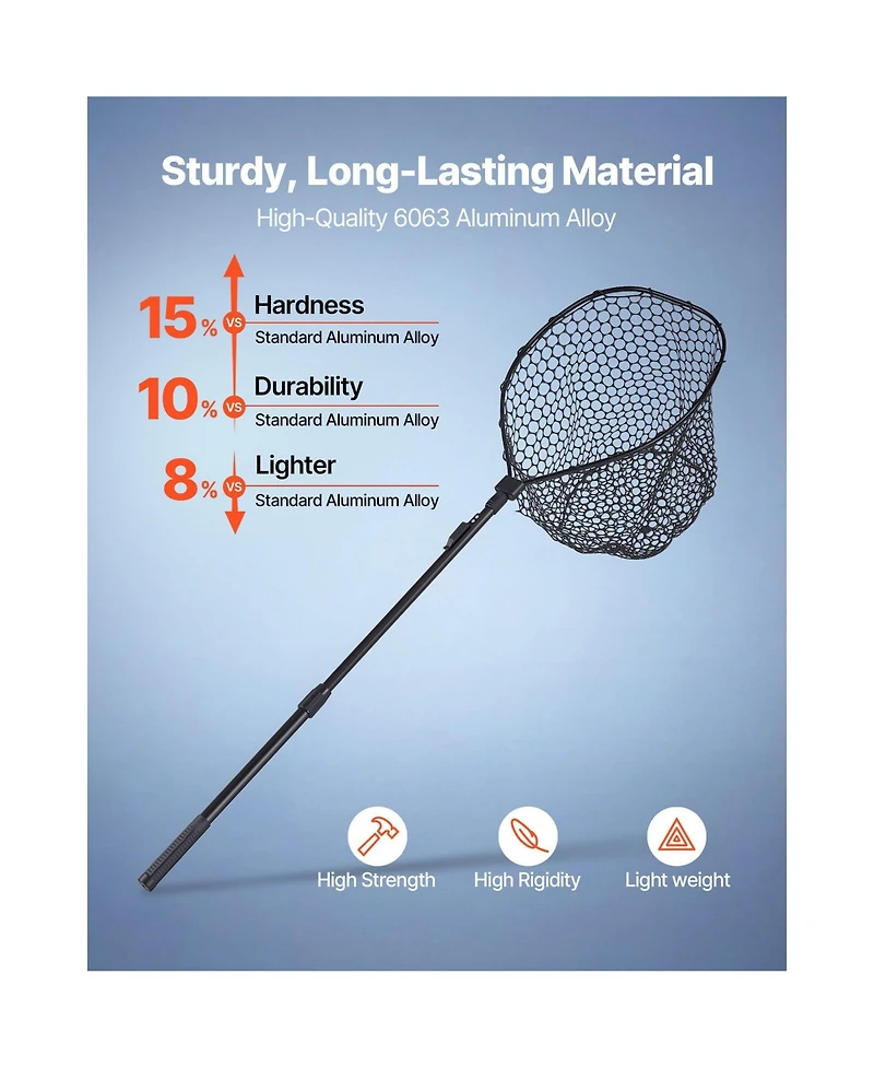 Zeny Fishing Net, Foldable Landing Nets with Telescopic Handle, Portable Lightweight and Stronger 6063 Aluminum Fish Gear,