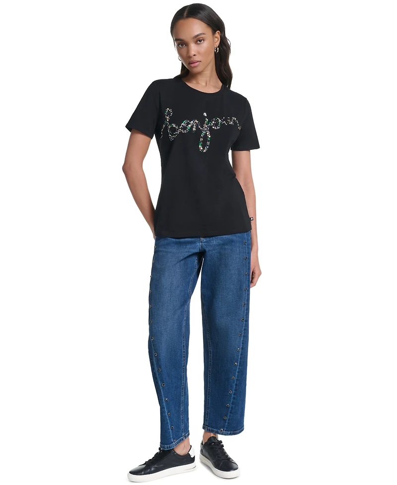 Karl Lagerfeld Paris Women's Short-Sleeve Crewneck T-Shirt