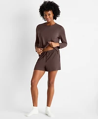State of Day Women's Crewneck Long-Sleeve Short Pajama Set, Macy's Exclusive