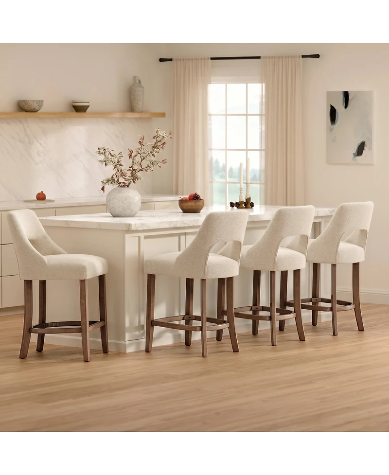 Streamdale Furniture Set of 2 Upholstered Counter Height Bar Stools with Wood Legs