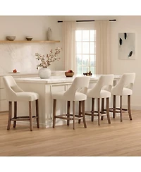 Streamdale Furniture Set of 2 Upholstered Counter Height Bar Stools with Wood Legs