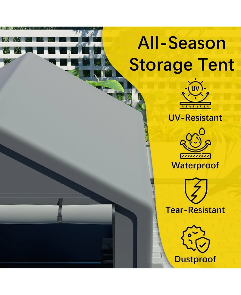Clihome 6x6 Feet All-Season Storage Tent Quick-Install Waterproof and Uv-Resistant Outdoor Shed