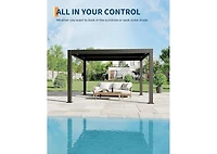 homfan All-Aluminum Louvered Pergola with Adjustable Roof and Reinforced Frame