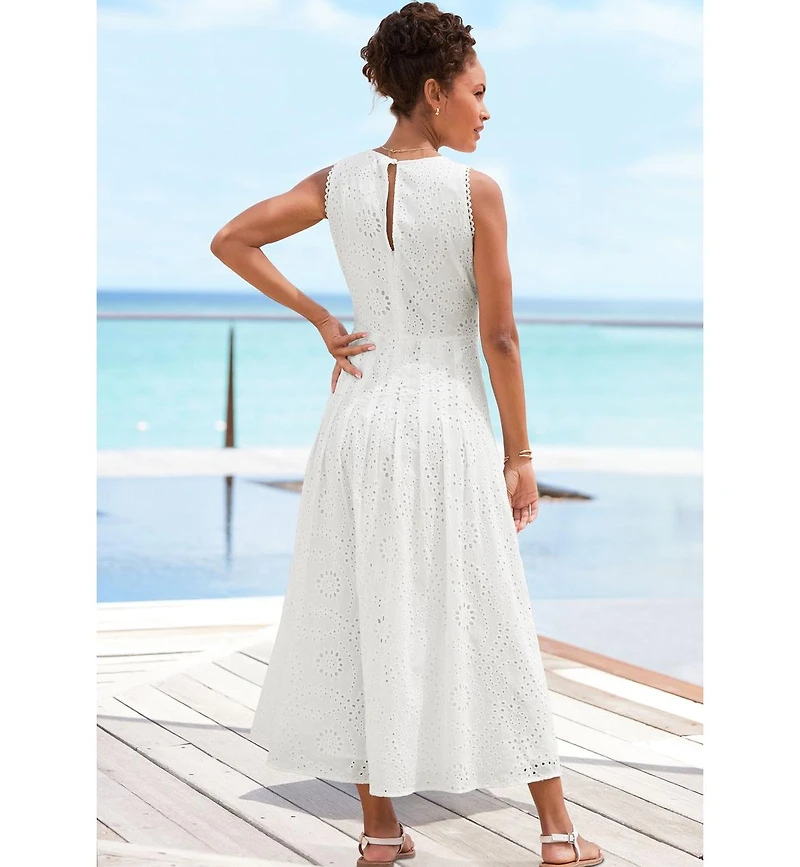 Lascana Women's Sleeveless Eyelet Maxi Dress