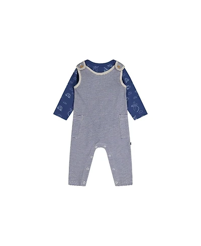 Deux par Baby Boy ( 3M to 24 M ) Cotton Onesie with Overalls Set Printed Transportation