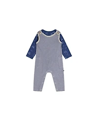 Deux par Baby Boy ( 3M to 24 M ) Cotton Onesie with Overalls Set Printed Transportation