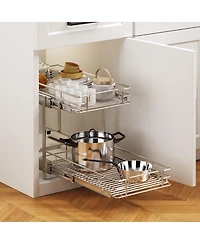 Lovmor 2 Tier Individual Pull Out Cabinet Organizer Slide Kitchen Storage Sliding Shelves