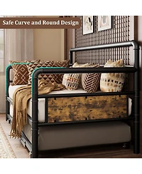 homfan Daybed with Trundle, Twin Daybed with Pop Up Trundle Set, Metal Twin Bed Frame with Steel Slat Support, Easy Assembly